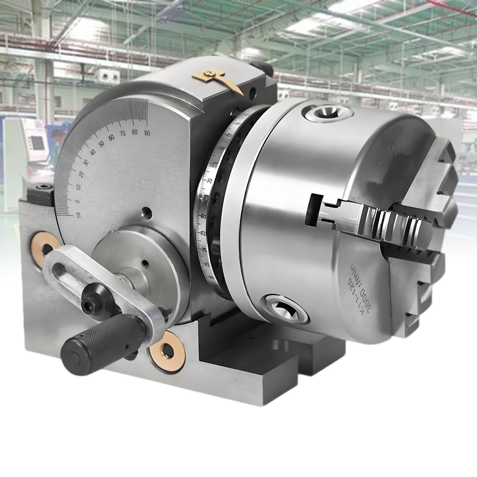 ExoticaBlend Heavy Duty 3-Jaw Dividing Head Set For Milling,Precision Semi Universal Dividing Head, W/100/125/160 Chuck+Tailstock, W/Precision Scale Resetting 4in