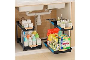 Adjustable 2-Tier Under Sink Organizer Drawer Cabinet