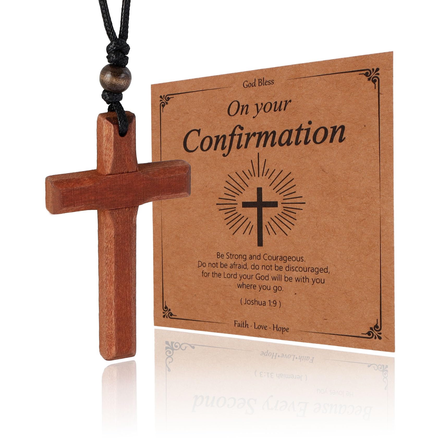 MILAKOO Collar con colgante de cruz de madera natural para hombres y mujeres, espejo de coche, colgante, regalo religioso