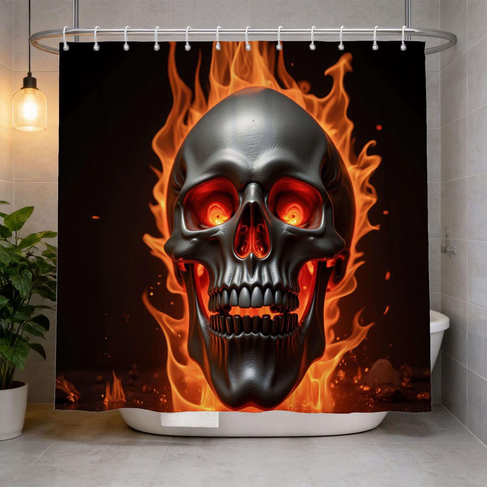 Hongduo 3D Skeleton Shower Curtain for Stalls Bathtubs Simple Bathroom Decor Shower Curtain Set Polyester Fabric Waterproof 200x200cm/79X79 Inch with Hooks