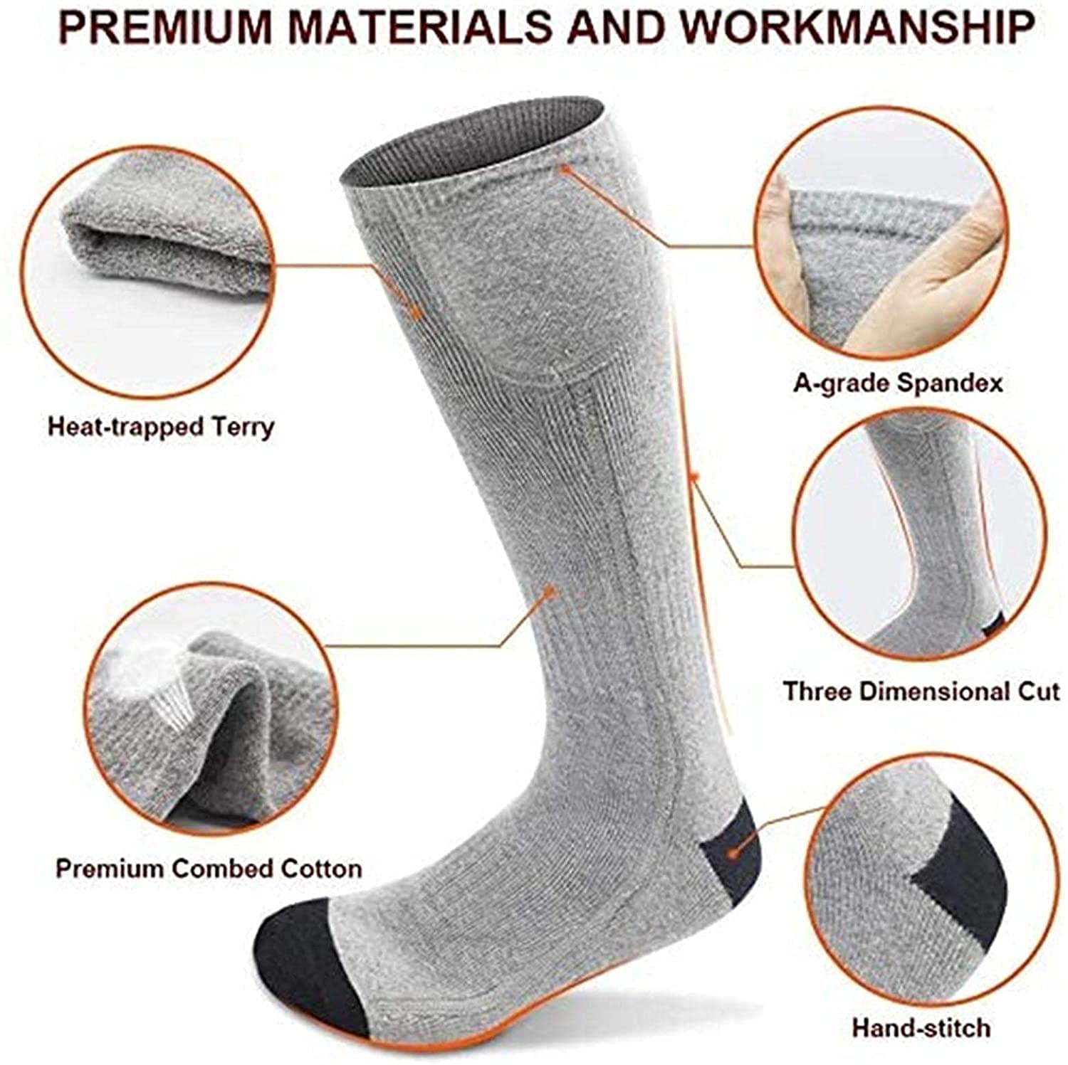 Chaussettes chauffantes avec télécommande, Chaussettes électriques Rechargeables à Piles, 3 réglages de Chauffage Chaussettes Thermiques pour Homme Femme par Temps Froid Hiver Chasse Ski