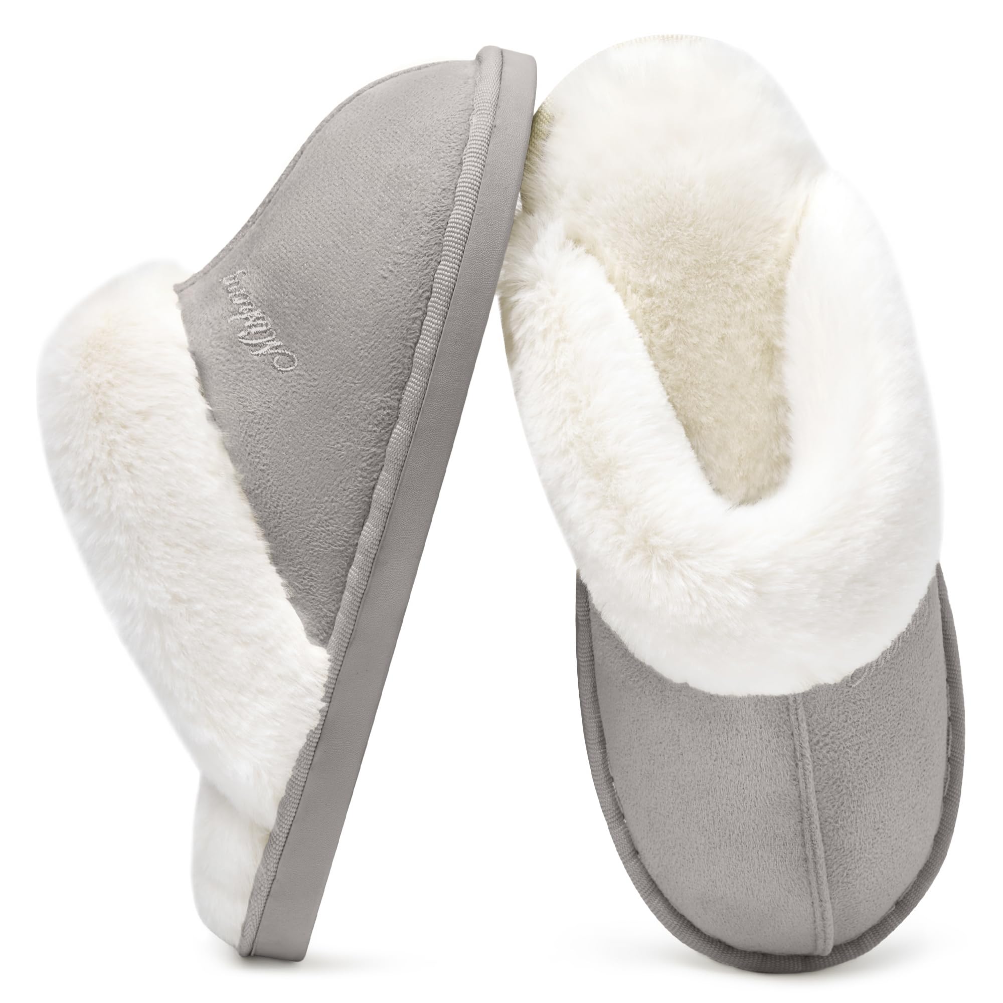 Donpapa Slippers House Women Men Winter Plush Memory Foam Slippers | Synthetic Shearling, Warm Slippers, Fluffy and Comfortable, Non-Slip, Indoor and Outdoor