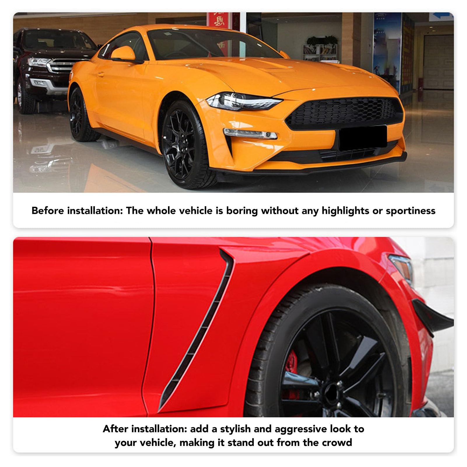 Parafango Anteriore Parte Laterale del Corpo Flare Scoop Nero per lo Stile GT Migliora L'aspetto del Veicolo per i Proprietari di Auto Materiale ABS Resistente All'usura