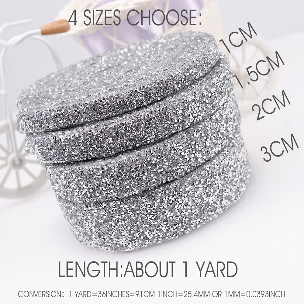 Yard Sewing Trim Crystal Motiv Fix Glänzendes Harz Strassbandapplikationen for Kleider Kleidung Schuhe 1/1.5/2/3cm (Color : White AB, Size : 1.5cm 1yard) (Transparent White 1.5cm 1yard)