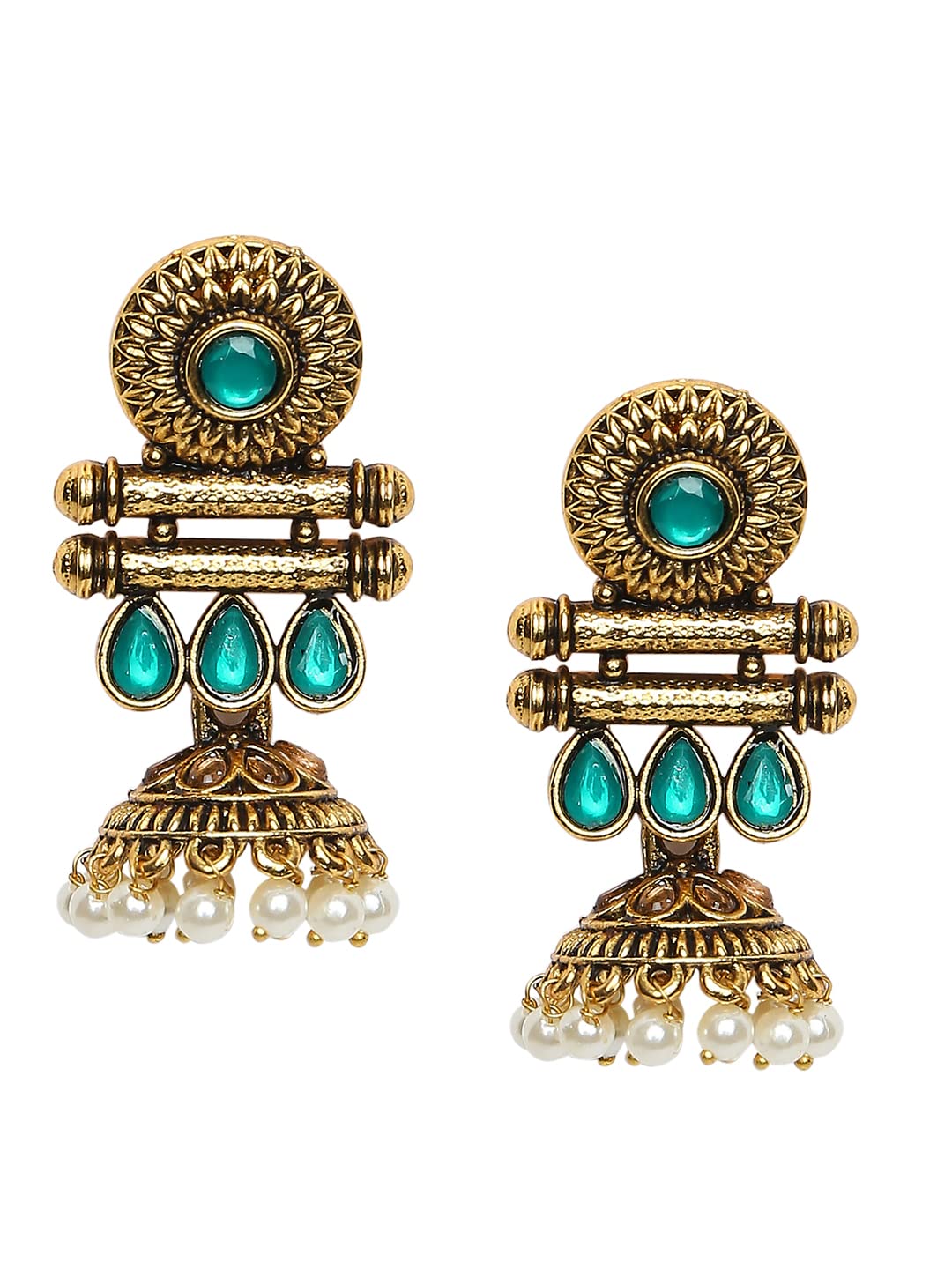 OOMPH Jewellery Antique Gold Tone Green Stones & Beads Ethnic Jhumka Earrings For Women & Girls Stylish Latest (B0B721M6Q9) Amazon Price History, Amazon Price Tracker