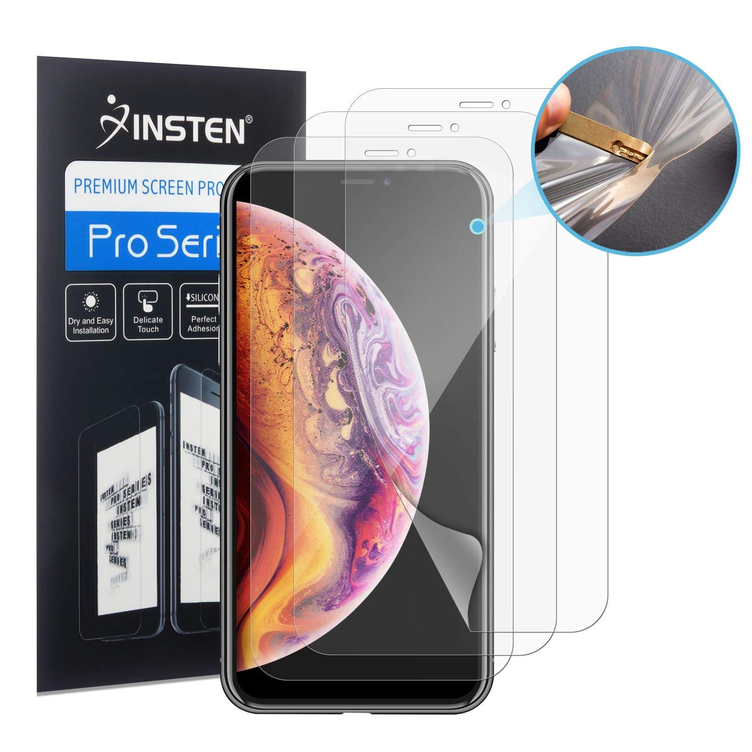 3 Pack Screen Protector Compatible with iPhone 11 Pro Max 6.5" 2019 / iPhone Xs Max [Case Friendly] Edge to Edge Full Coverage Ultra Clear HD TPU Film Anti-Scratch Anti-Bubble Self Healing by Insten