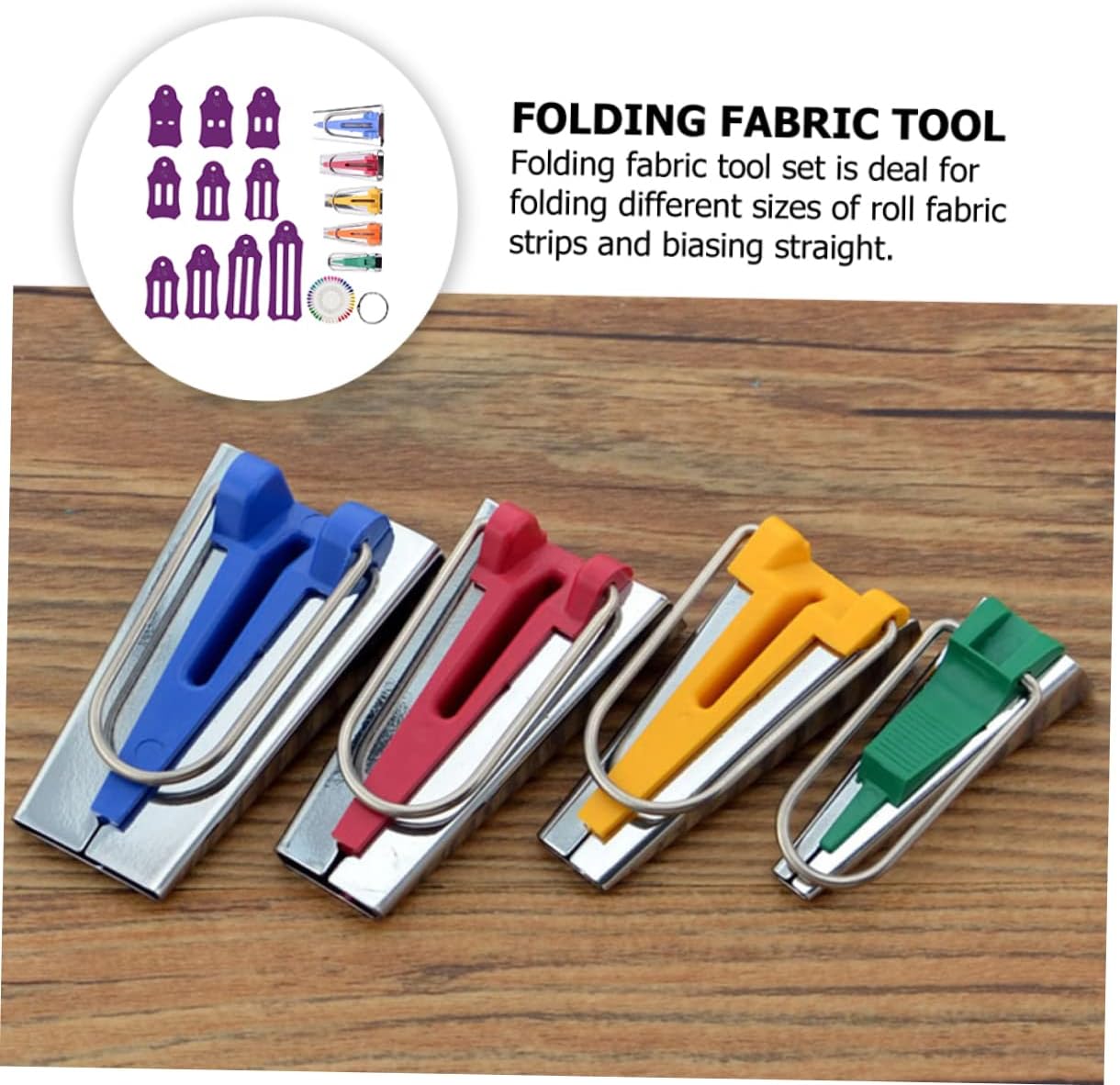 SEWACC 1set Folding Fabric Tool Kit Bias Tape Maker Quilting Sewing Supplies Colorful Pearl Head Pins for Dressmaking and Embroidery Crafting Tools
