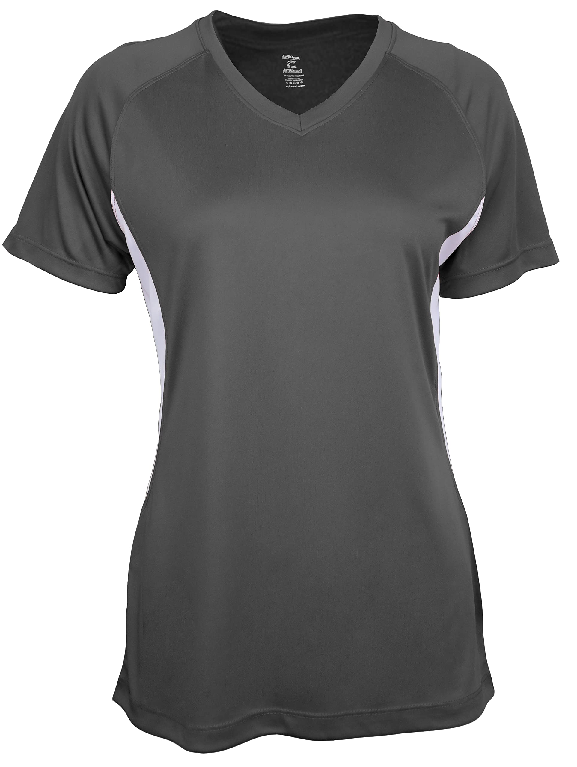 Epic Women's Color Blocked Performance V-Neck Shirt Grey/White S