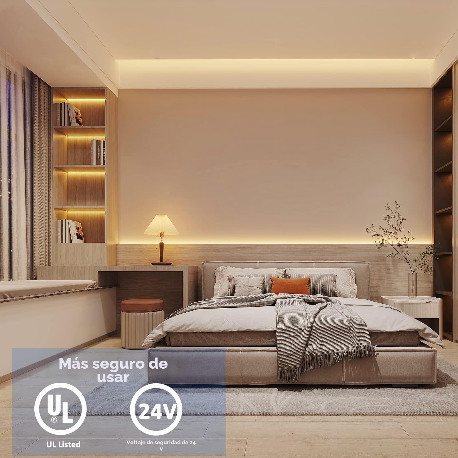 JOYLIT 24V Tira LED 10 Metros Impermeable IP65, CE Luces LED 3000K Blanco Cálido 14500LM Superbrillante CRI 92+ 120LEDs/M SMD 2835 Regulable Regleta LED 150W para Comercial, Doméstico