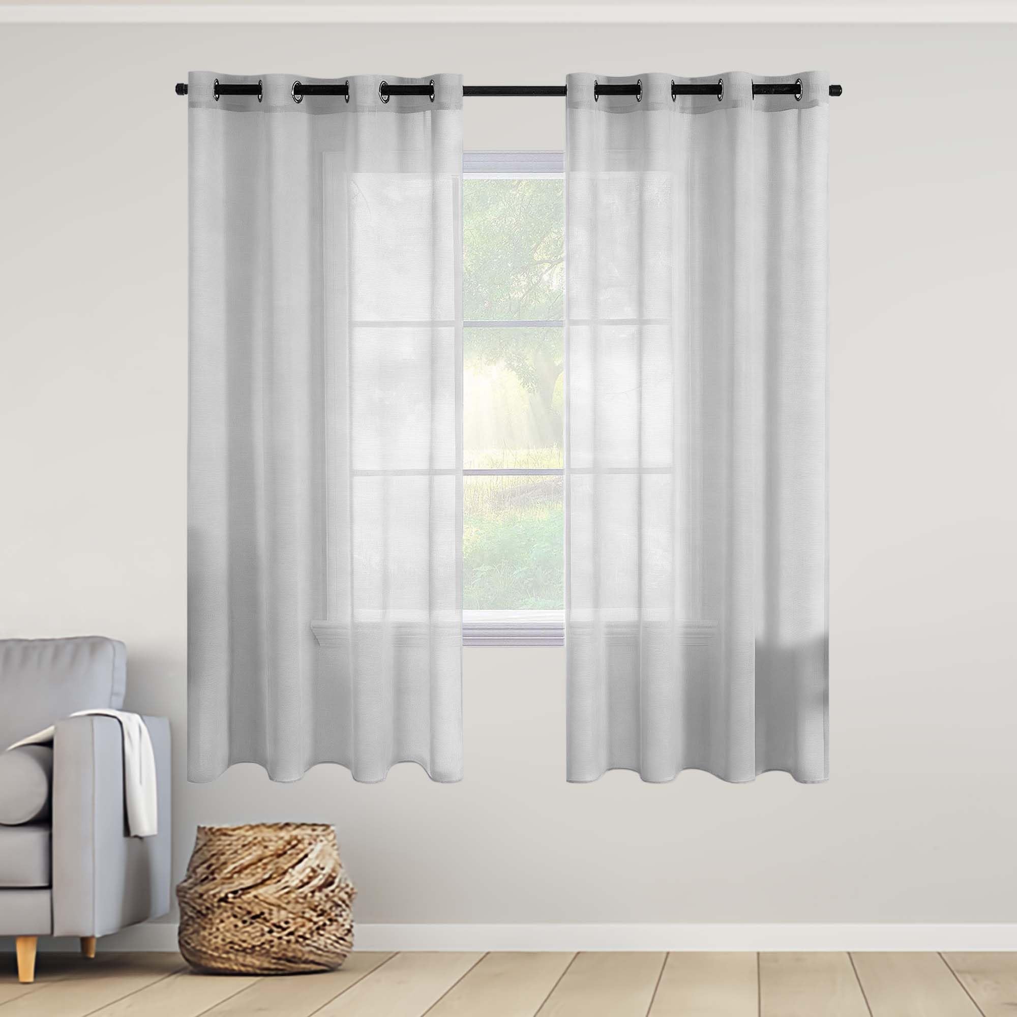Przezroczysta Zasłona 750 x 220 cm Przepuszczające Światło Zasłony Na Okna Kuchenne Nowoczesnego Do Sypialni, Salonu, Pokoju Dziecięcego, Jasny szary