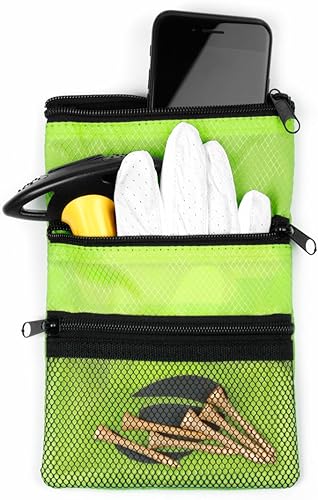 Vista 25 de Orlimar Bolsa de accesorios de golf desmontable, 3 bolsillos con cremallera para objetos de valor y accesorios de golf, se engancha a tu bolsa