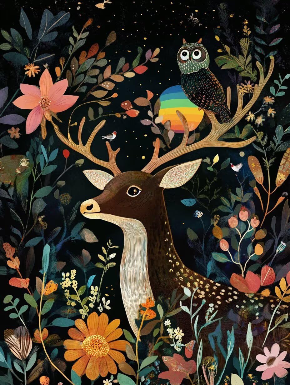 Pintar por números para adultos de ciervo en cómic con lienzos y acrílicos 90x120cm J0-348 8