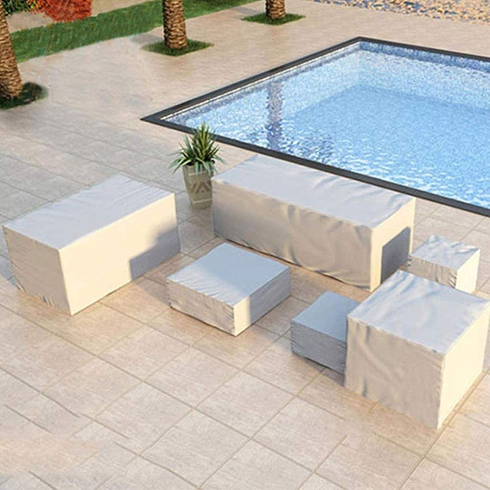 Copertura Tavolo Esterno 220x220x85cm, Coperture per Giardino Arredo Quadrate Copritavolo Impermeabile e Resistente UV Tessuto Oxford Telo Copri per Tavolo Sedie Mobili