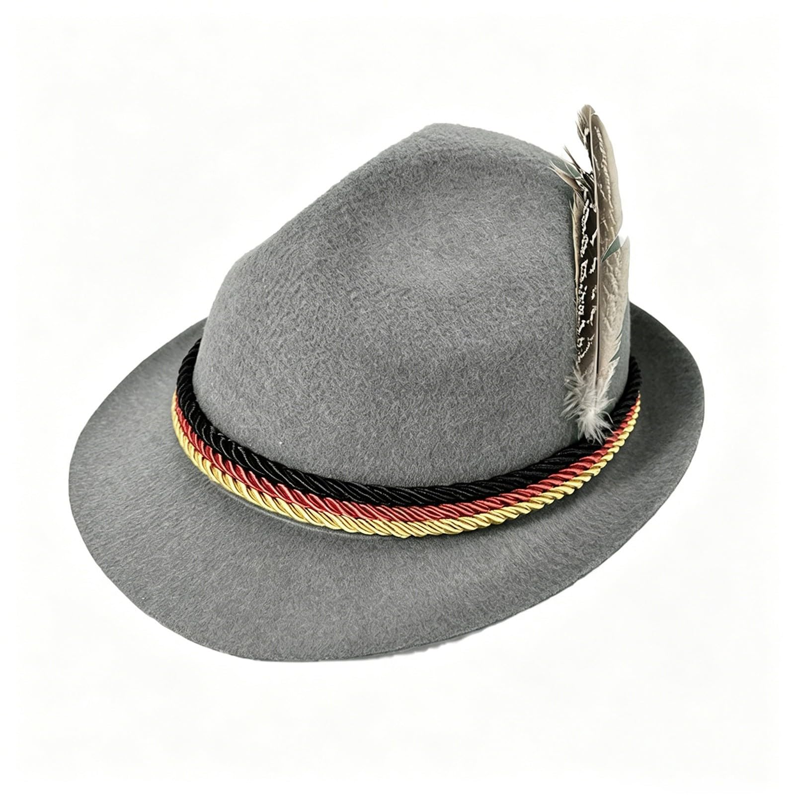 Oktoberfest Hat, German Bavarian Felt Seppel Hat with Feather for Men & Women, Traditional Fancy‑Dress Accessory for Oktoberfest, Carnival, Themed Parties & Beer Festival Celebrations