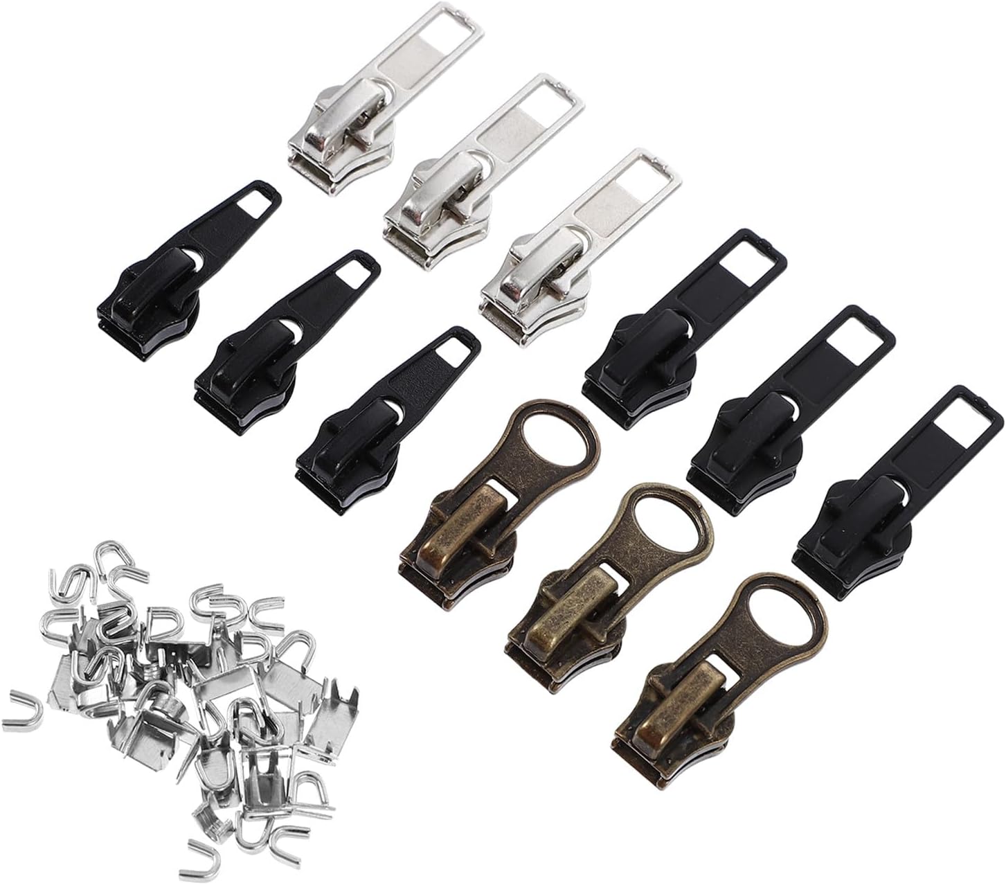 HOODANCOS 57pcs Metal Zipper Pullers and Pant Zipper Puller Replacement Kit for Clothing Bags Jackets DIY Sliders Accessories Set for Pants and Skirts