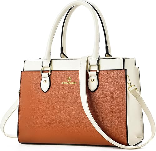 Miniatura 15 de KURGOOL Bolsos de mano para mujer, bolso de mano de cuero de moda de doble tono, bolso de mano de diseñador bolso de hombro bolso de mano con asa