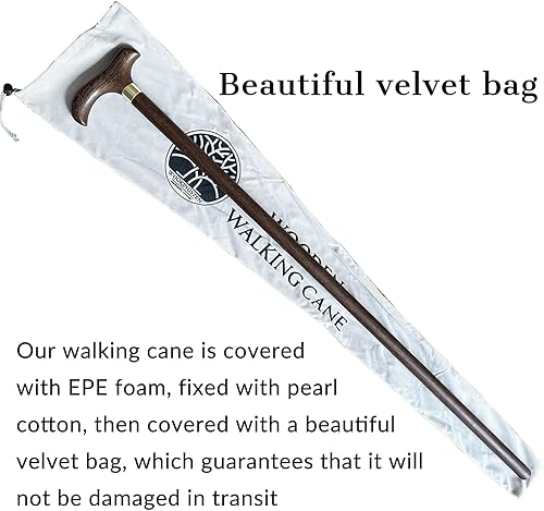 Miniatura 5 de Handmade Wooden Walking Cane for Men Women Stylish Natural Wood Walking Sticks with Wrist Strap and Rubber Tips - 36 Inches