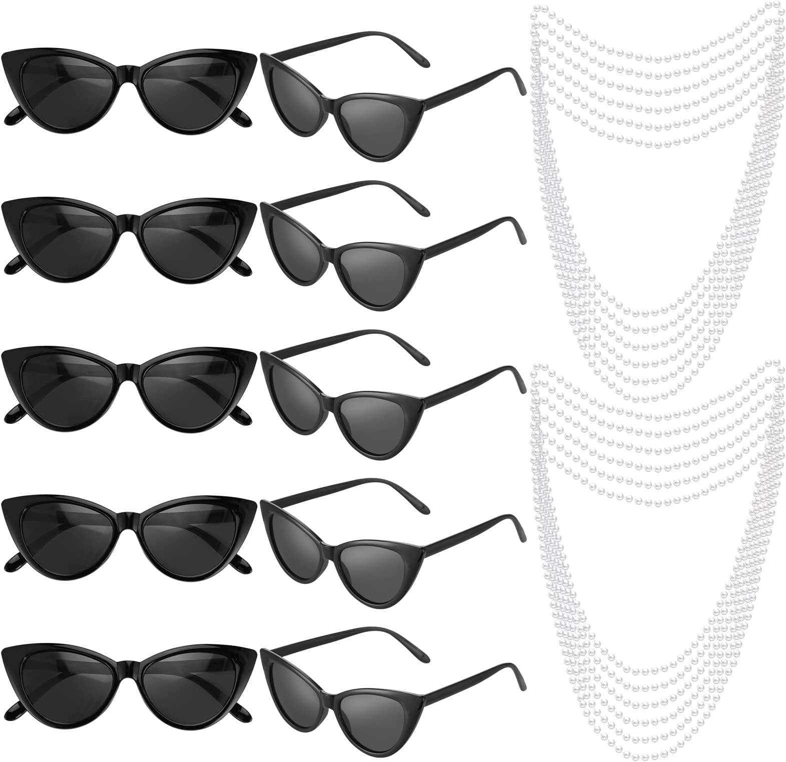 XUWAIDSGN Teal Blue Party Favors Necklace Sunglasses Crown Set Pearl Necklace Vintage Sunglasses for Turquoise Party Favors