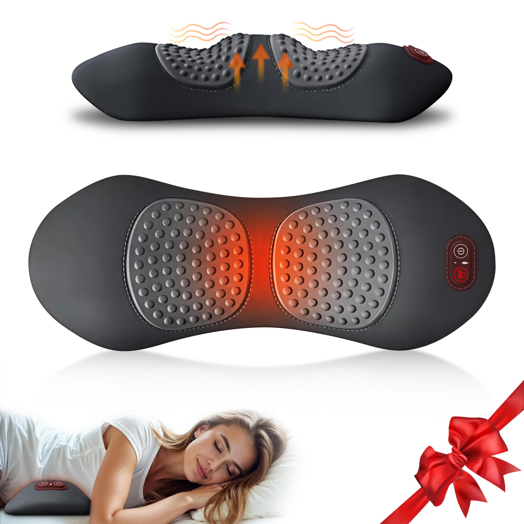 Photo 1 of 3-in-1 Cordless Lower Back Massager & Lumbar Support Pillow, Rechargeable Triple Fusion Back Massager with Heat, Vibration & Electric Lift, 3000mAh Battery, USB-C Charging for Home,Office, Car &Travel