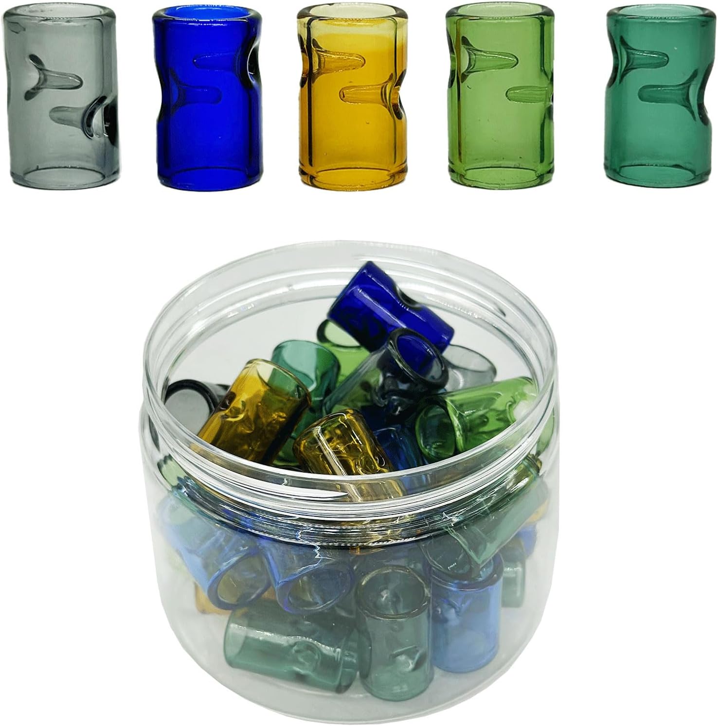 Glass Tips- Extra Wide 16mm, 18mm, 20mm - 30 Pack (w/GlueGar 10ml) (Mix Colors, 16mm)