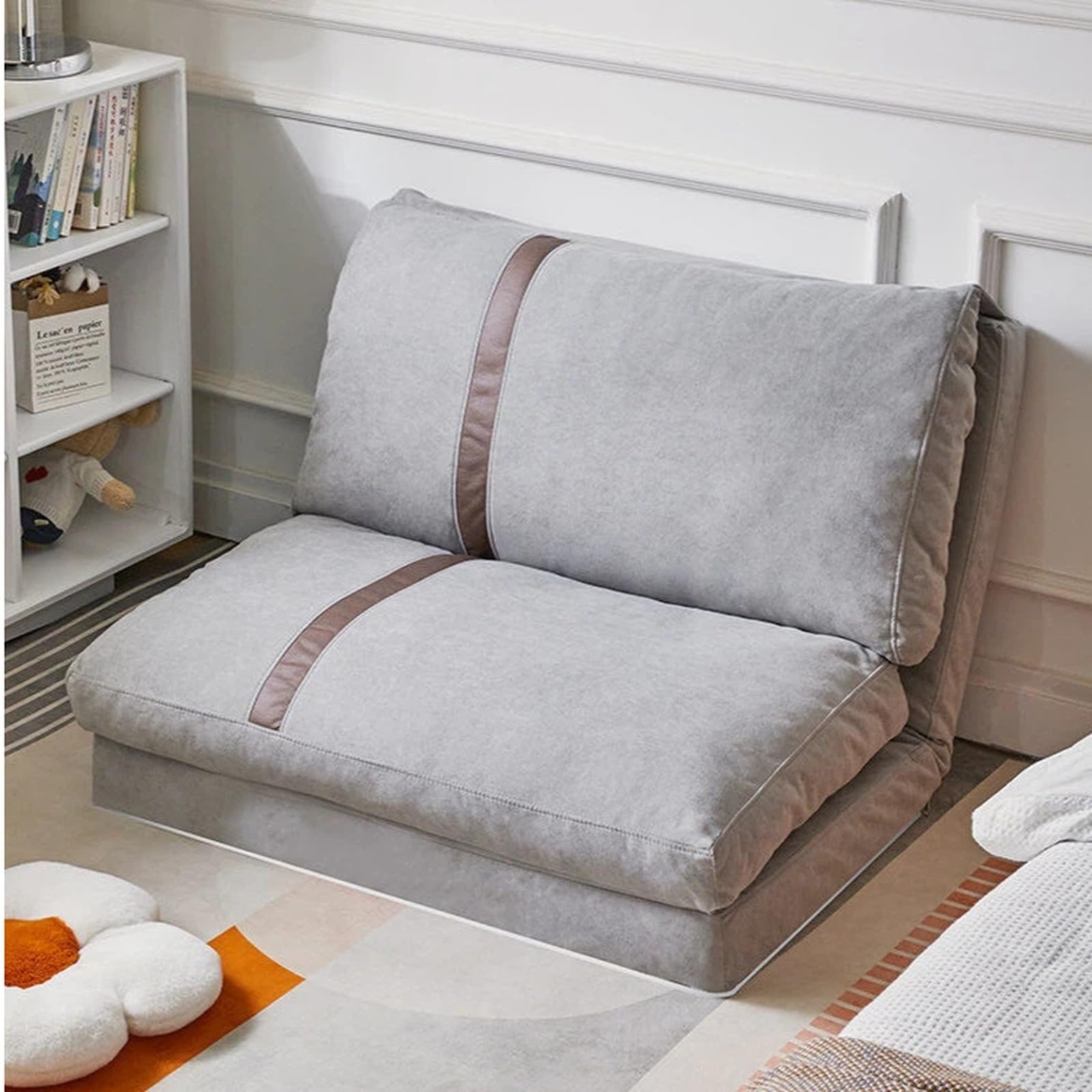Strona główna Leniwa sofa Tatami Pojedynczy fotel wypoczynkowy Mała do głównej sypialni i balkonu Worek fasoli(Green,Duży)