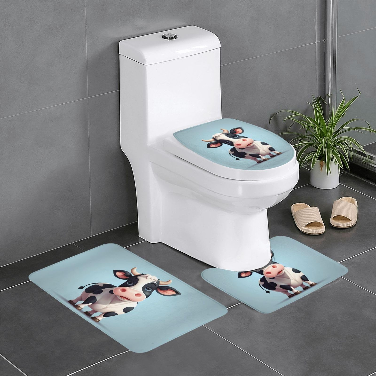 Tapis de salle de bain antidérapants 3 pièces : évitez les glissades devant la coiffeuse et WC