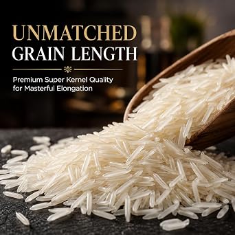 Anjoman Super Kernel Basmati Rice 5kg Bulk Bag - Aged Extra Long Grain White Rice for Biryani & Pilaf