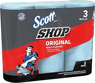 Scott 75143 Scott Shop Towels, Blue (3 Rolls, Pack of 165)