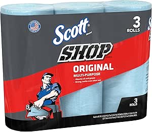 Scott 75143 Scott Shop Towels, Blue (3 Rolls, 55 Towels/Roll, 165 Towels Total)