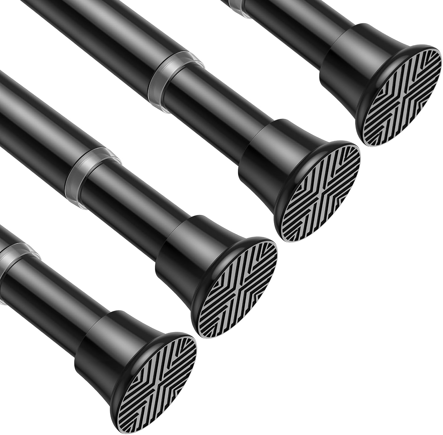 AIZESI 24-46 Inch Black Tension Rod, 4Pcs Spring Tension Curtain Rod, No Drilling, Adjustable for Window, Kitchen, Closet, Doorway