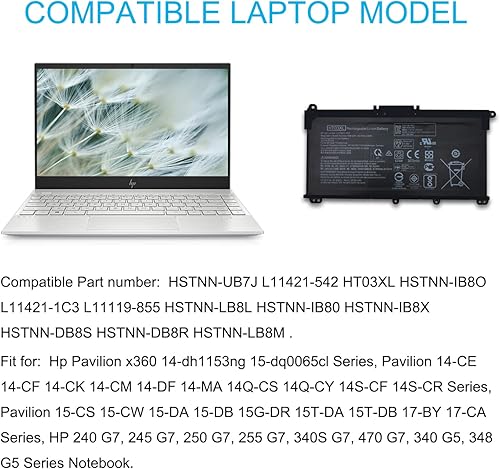 Miniatura 6 de HT03XL Batería para HP Pavilion 15-DA 15-DB 15-DW 15-DY 14-CE 14-CF 14-DF 17-by 17-CA 14M-DH0003DX 14M-DH1003DX 15T-DA000 15T-CS200 15-CW1XXX