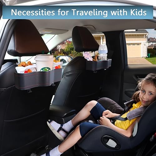 Miniatura 6 de Organizador de asiento trasero para automóvil, organizador multifuncional para asiento trasero con portavasos y 2 ganchos para respaldo de asiento