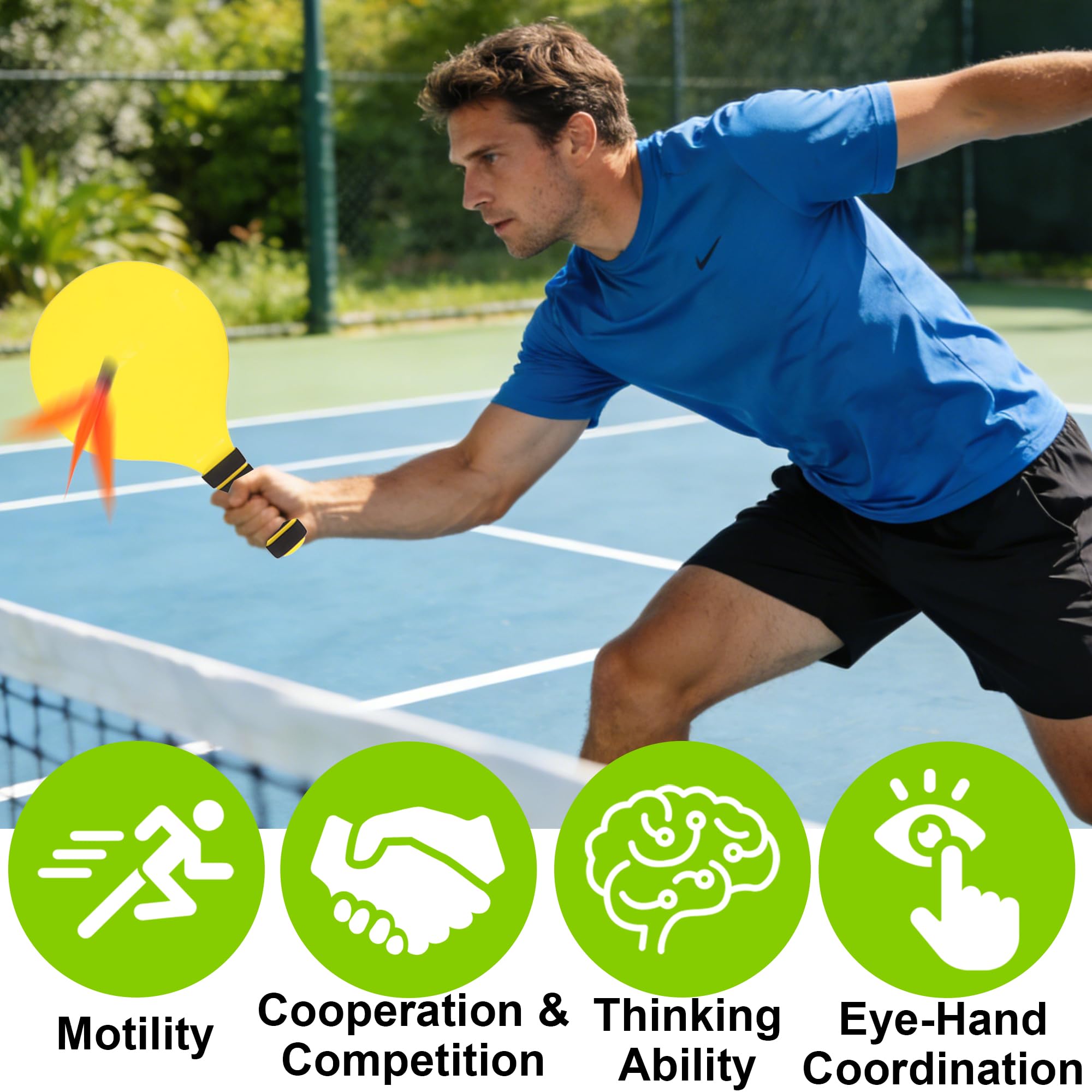 Set de Palas de Playa, Juega Estilo Badminton Beach Tennis, Raquetas de Playa con 4 Pelotas & 6 Pajaritos y Bolsa, Juego de Verano para Interior Exterior Jardín Beach Party, Juguetes Playa Niño Adulto - 5