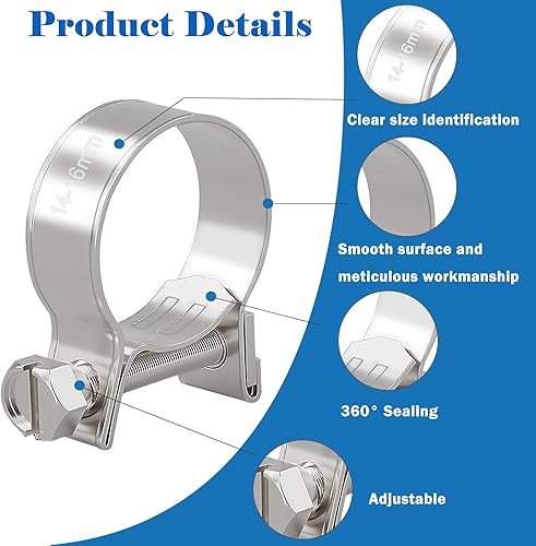 Miniatura 3 de Tnisesm 30 abrazaderas de manguera de inyección de combustible de 916"-58" y 12"-916" ajustables de acero inoxidable 304, kit surtido de abrazaderas