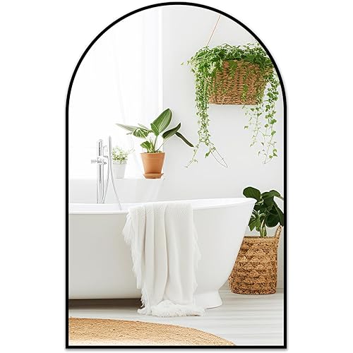 Fabuday Black Arched Wall Mirror for Bathroom 24x36 - Large Arch Mirror for Over Sink, Big Hanging Vanity Mirrors for Bedroom, Living Room, Dresser, Entryway Decor
