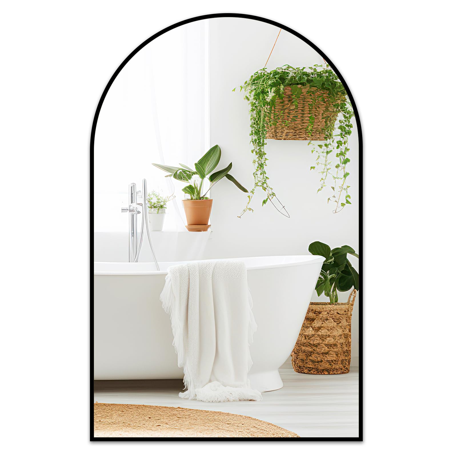 Fabuday Black Arched Wall Mirror for Bathroom 24x36 - Large Arch Mirror for Over Sink Big Hanging Vanity