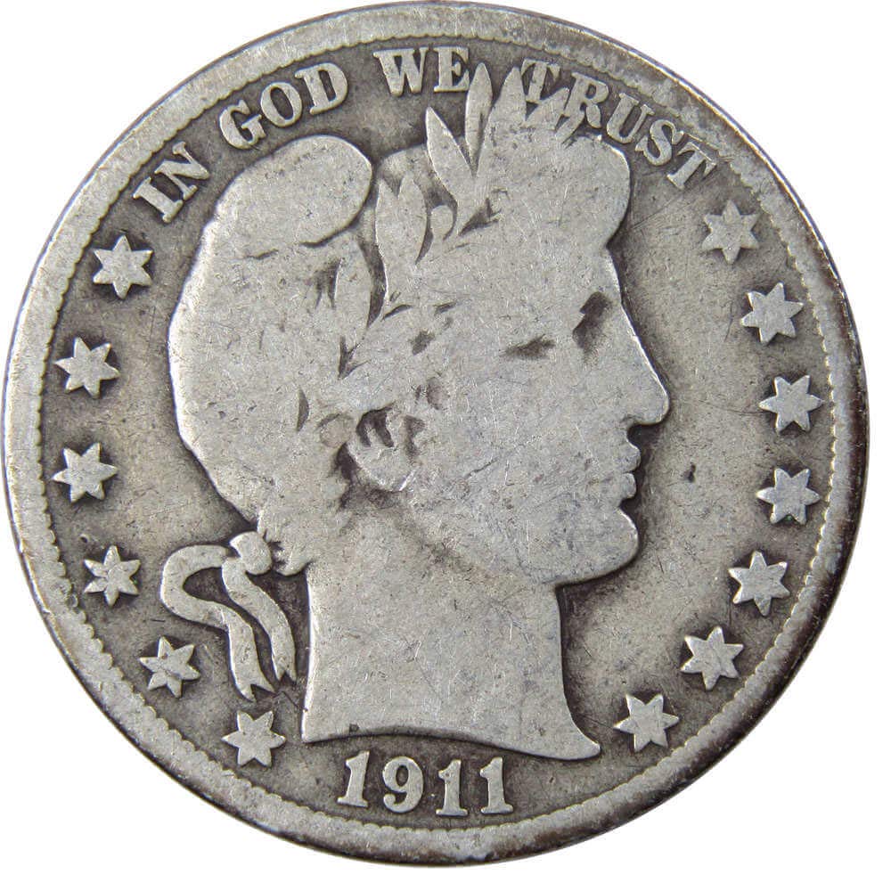 1911 S Barber Half Dollar Circulated Silver 50c Coin Collectible