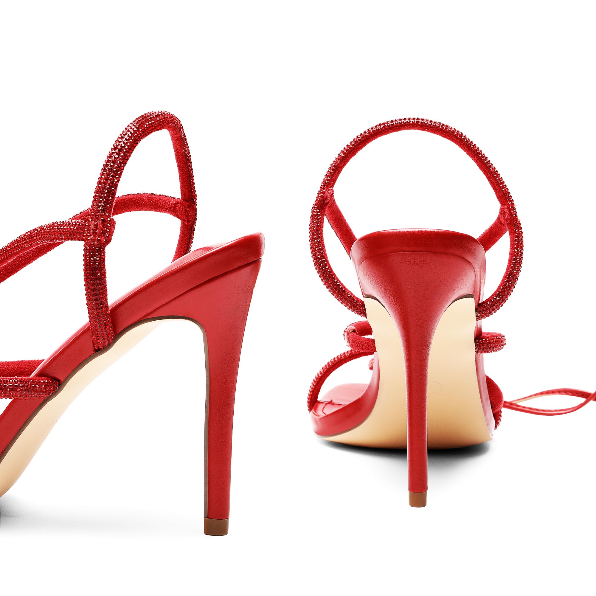 DREAM PAIRS High Heels Stilettos for Women - Strappy Gladiator Sexy Square Toe Open Toe Dressy Pumps Sandals: 7.5 Red