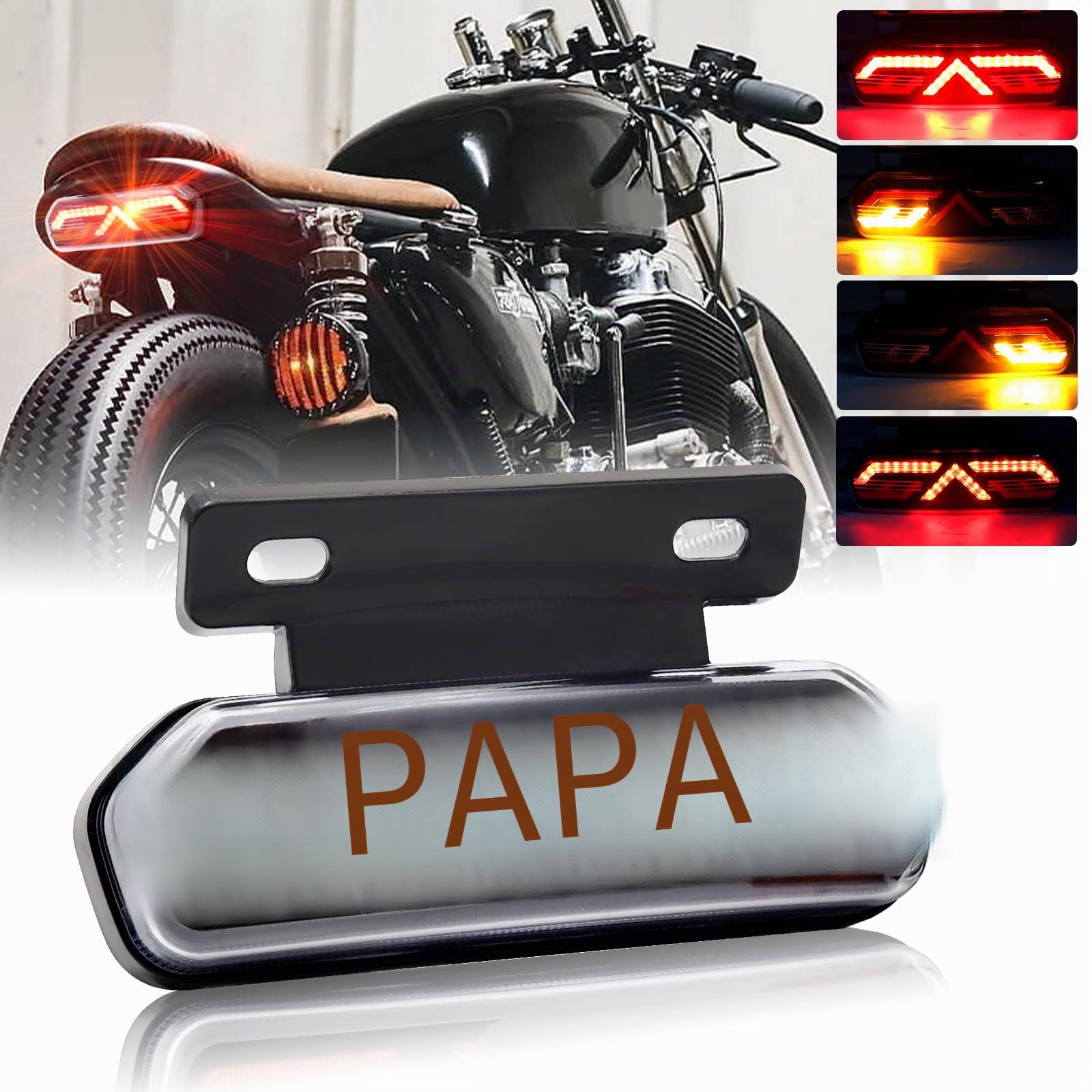 Feu Arrière de Moto 12V Multifonctionnel étanche LED Feu Stop Feux de Conduite Clignotants pour Moto.