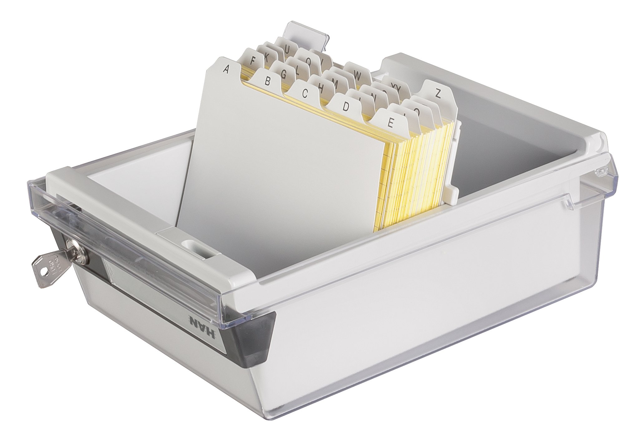 HAN 966-S-631 Boîte à fiches Collection spéciale A6 horiz pour 800 fiches avec serrure gris clair translucide