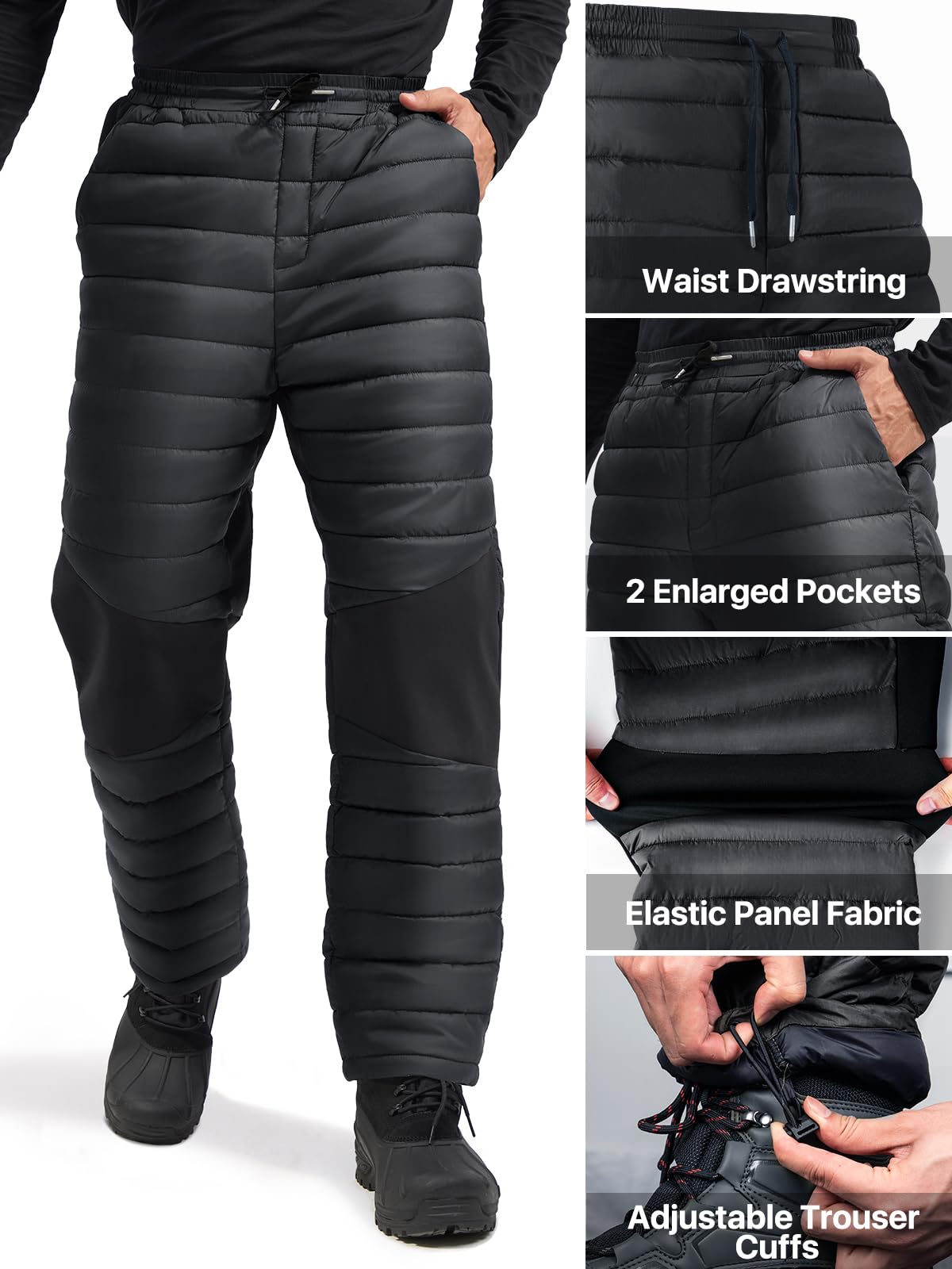 FREE SOLDIER Pantaloni da sci invernali da uomo, caldi, a compressione, resistenti all'acqua