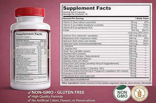 Miniatura 3 de Cardiavite+. Apoya el colesterol y el triglicérido saludables. Certificado GMP, sin gluten. Fabricado en Estados Unidos