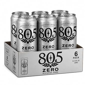 805 Zero Alcohol Free Beverage, 12 fl oz Cans Crisp & Refreshing Non-Alcoholic Drink 6 Pack