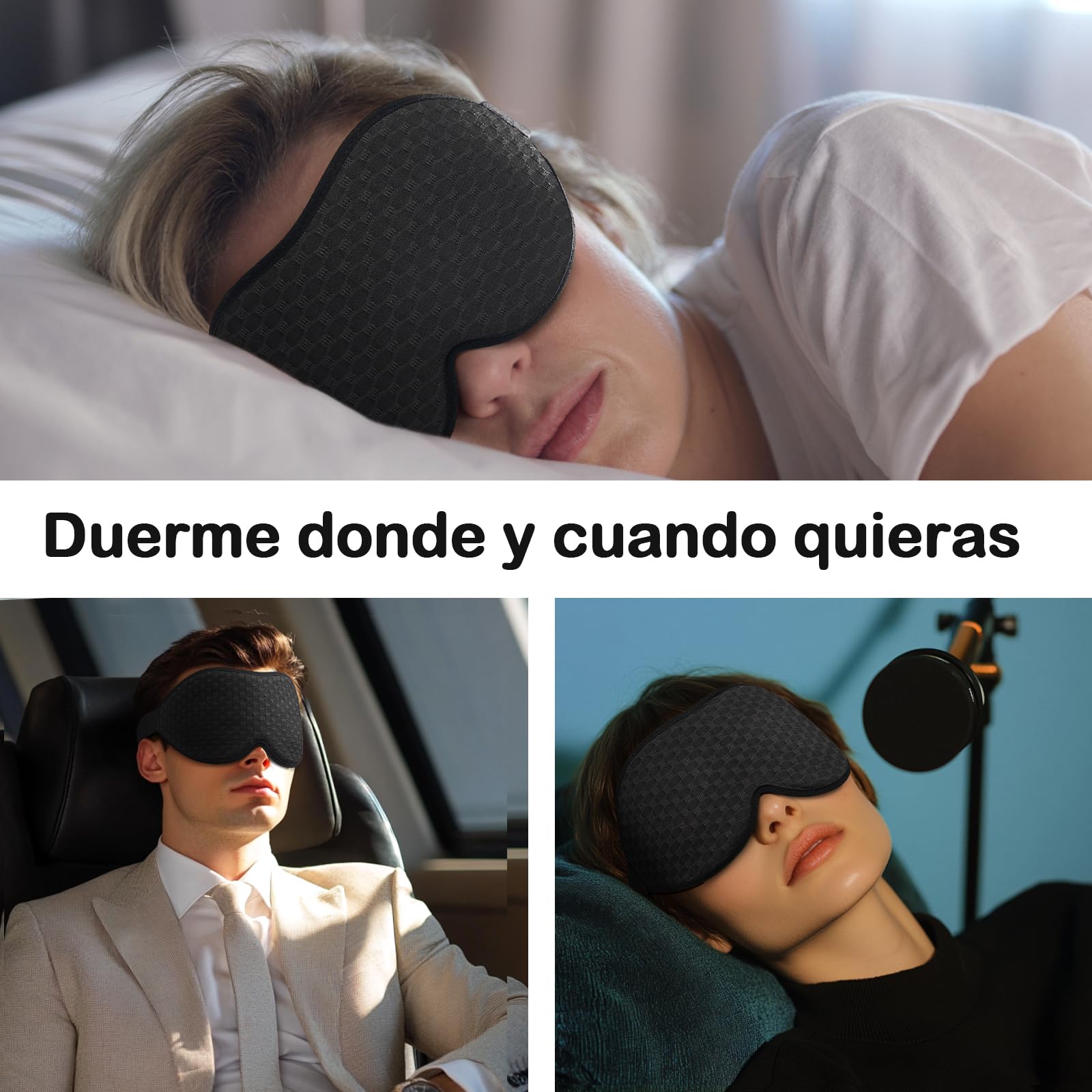 INNELO Máscara de Dormir 3D para Hombres y Mujeres, Versión Mejorada 2025 para Durmientes Laterales, Antifaz con 100% de Bloqueo de Luz, con Órbitas Oculares Cómodas y Sin Presión para Viajes, Negro