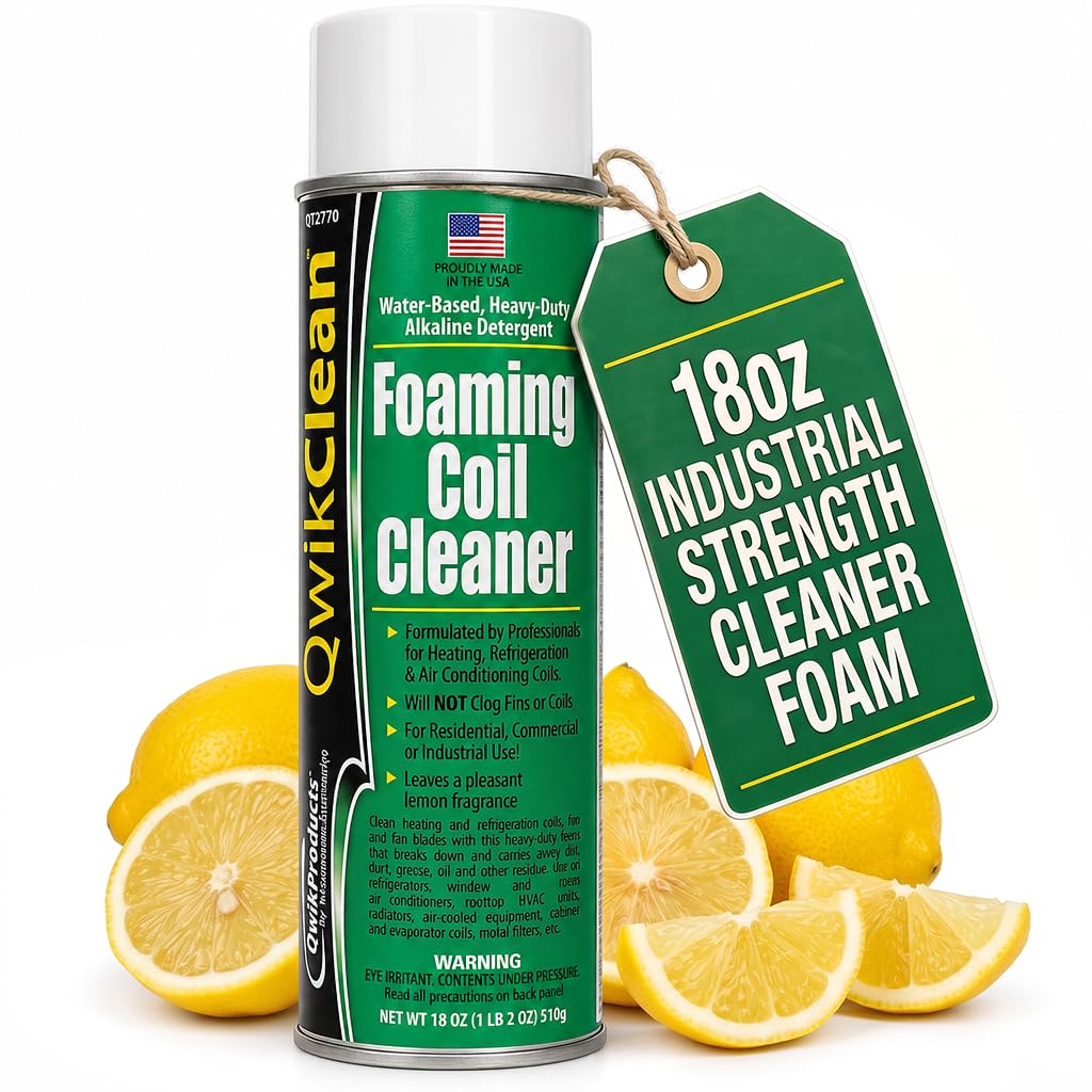 QwikProducts Foaming Coil Cleaner for AC Unit, Heating, Refrigerator, Air Conditioner No Rinse Coil Cleaner Spray