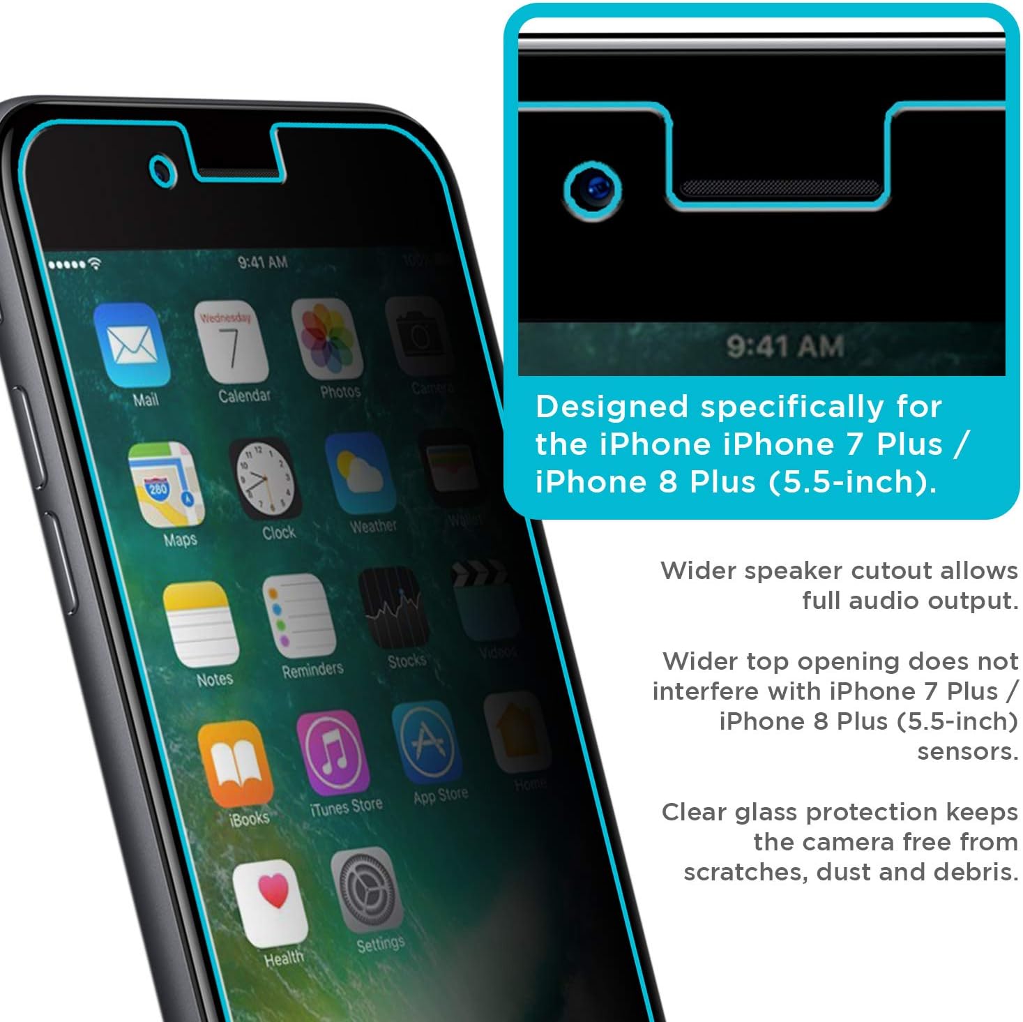Tech Armor 4Way 360 Degree Privacy Film Screen Protector Designed for Apple iPhone 7 Plus and iPhone 8 Plus 5.5 Inch 1 Pack