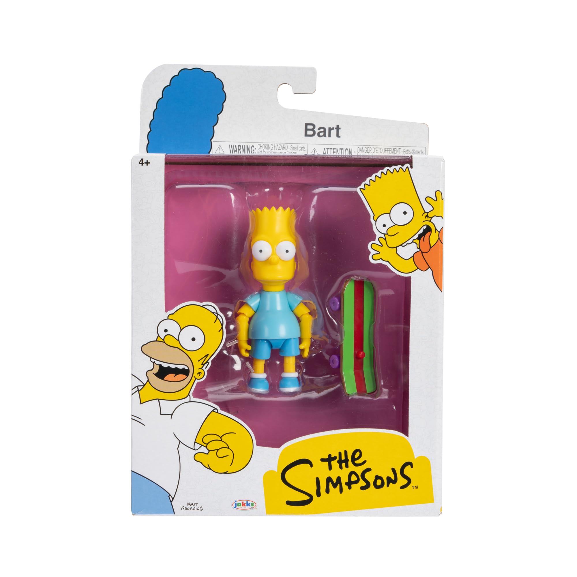 The Simpsons Camisa Azul Bart de 5 Pulgadas con monopatín W4