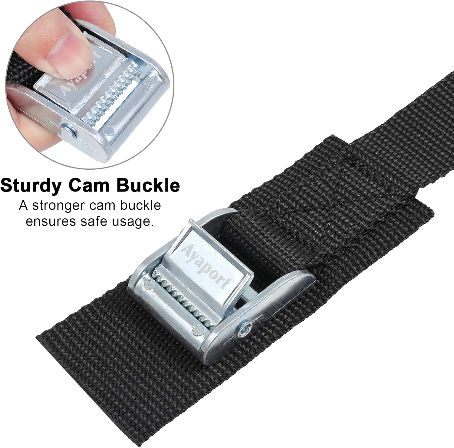 Ayaport Lashing Strap Tie Down Straps Cam Buckle Straps 12ft Padded Strap for Trucks, Roof Rack, Cargo, Kayak - Image 2