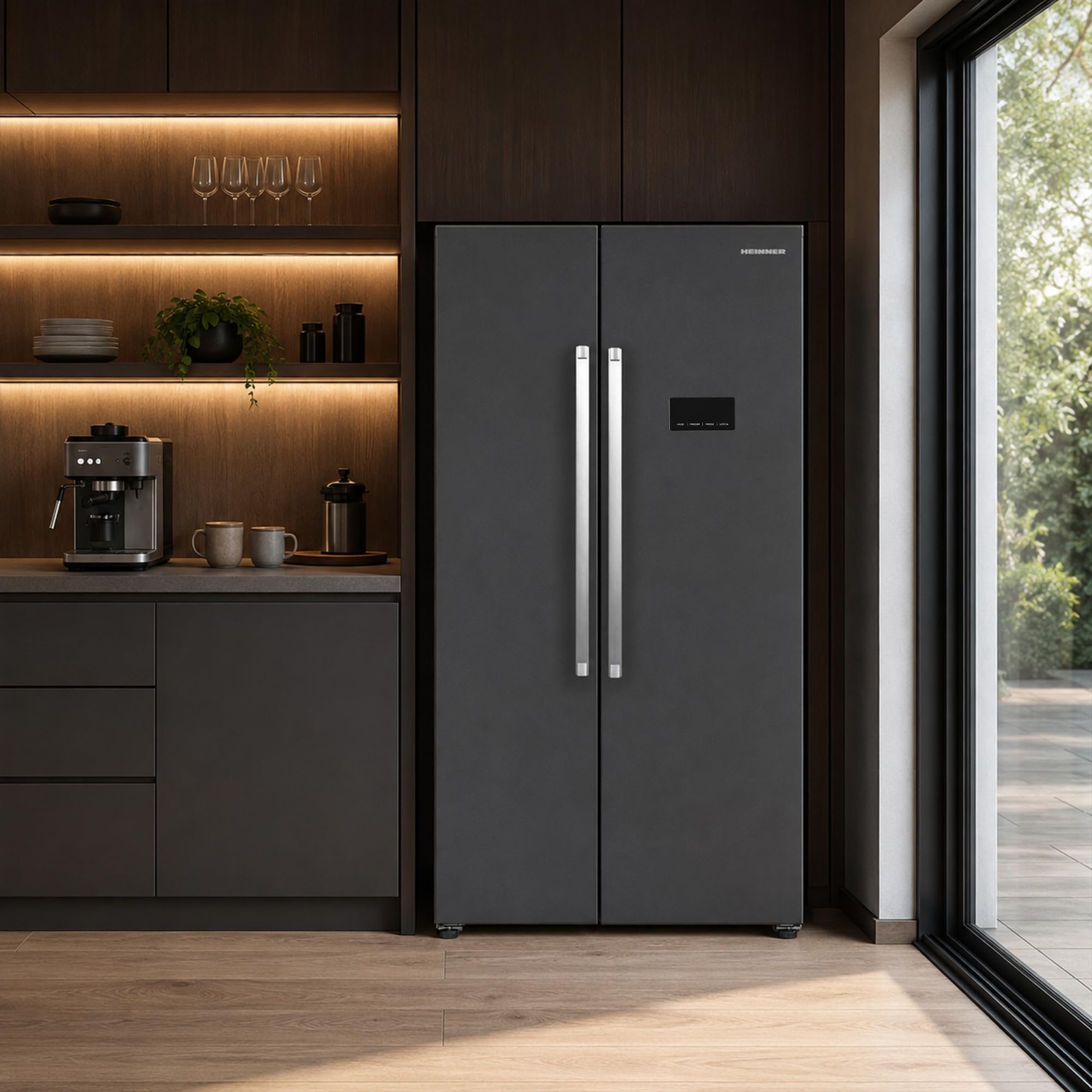 Side-by-Side Kühlschrank 442 L – Total No Frost, Inverter-Kompressor, Super Cooling & Super Freezing – amerikanischer Kühlschrank mit Doppeltür, Energieeffizienzklasse E – HSBS-HM442NFINVDGE