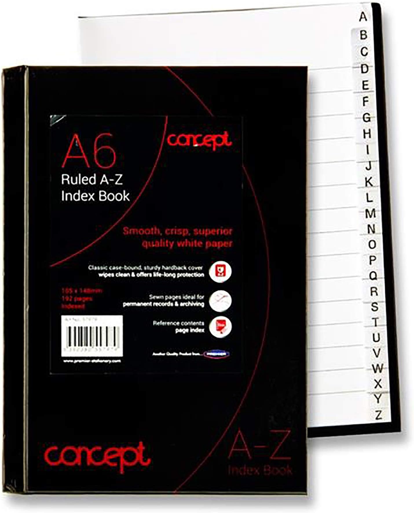 Concept Notebook A6 Lined Hardcover Notebook, Premium Paper, Ruled Journal Notebook, Address Book, Organiser, Student & Teacher Planner, Perfect for School, Office & Home